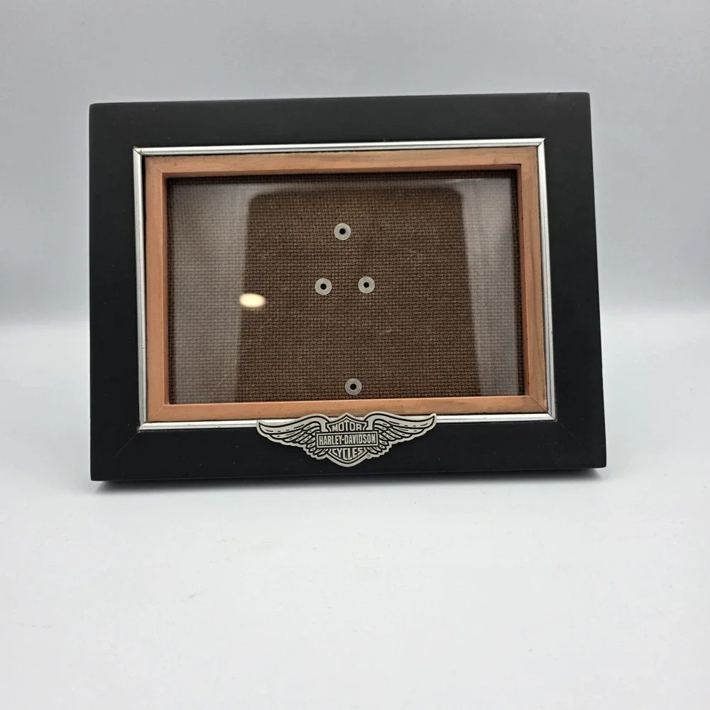 Harley Davidson Picture Frame 6 x 8 Fits Photo 4 x 6 Wood Black Brown Front Logo